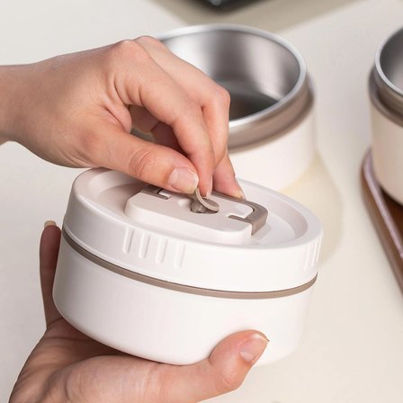 Porsima 25013 Isı Yalıtımlı Çanta Paslanmaz Çelik 3 Parça Vakumlu Yemek Termosu Beslenme Kutusu Taşınabilir Lunch Box Sefer Tası