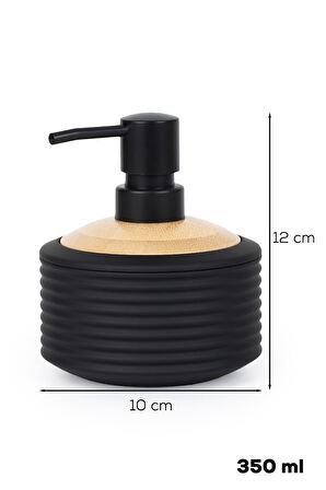 Porsima 3152 Banyo ve Mutfak Sıvı Sabunluk 350ML Siyah-Ahşap