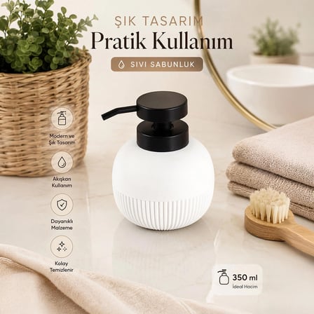 Porsima 3119 Banyo ve Mutfak Sıvı Sabunluk 450ML Beyaz