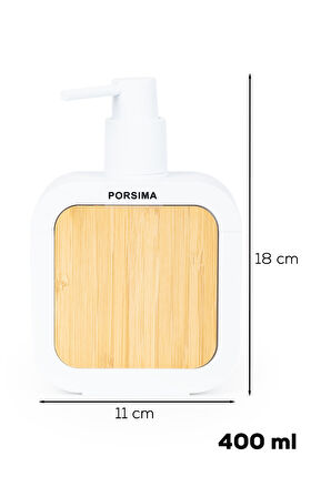 Porsima 3148 Banyo ve Mutfak Sıvı Sabunluk 400ML Beyaz-Ahşap