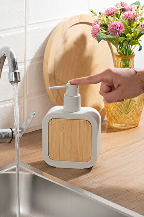 Porsima 3151 Banyo ve Mutfak Sıvı Sabunluk 400ML Taupe-Ahşap