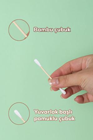 Porsima 3134 Doğal Ahşap Bambu Saplı Standlı Kulak Temizleme Çubuğu Seti- 190 Adet Renkli