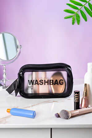 Porsima 3140 Şeffaf Seyahat Ve Makyaj Çantası Su Geçirmez Organizer Washbag 21x13cm Çok Renkli