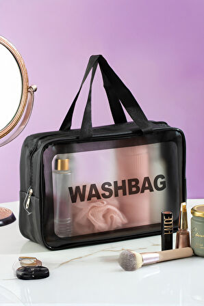 Porsima 3142 Şeffaf Seyahat Ve Makyaj Çantası Su Geçirmez Organizer Washbag 20x30cm Çok Renkli