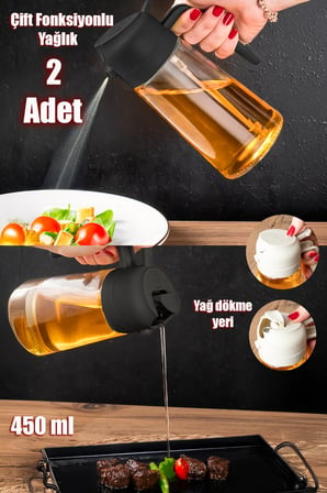 Porsima Alk-3159 2 Li Çok Amaçlı Cam Sprey Şişe Yağlık Yağdanlık