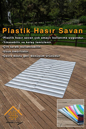 SİMEREV HALI Hasır Savan Mat Plaj Kamp Piknik Bahçe Balkon Teras Yıkanabilir Katlanabilir Kilim