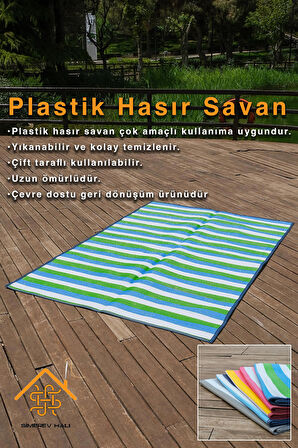 SİMEREV HALI Hasır Savan Mat Plaj Kamp Piknik Bahçe Balkon Teras Yıkanabilir Katlanabilir Kilim