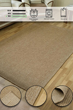 Simerev Halı Bohem Dokuma Örme Modern Jüt Hasır Kaymaz Taban Yıkanabilir Antialerjik Yolluk Kilim