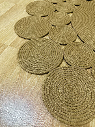 El Örmesi Yıkanabilir Çift Taraflı Oturma Odası Salon Mutfak Halısı Jüt Hasır Yolluk Halı Kilim