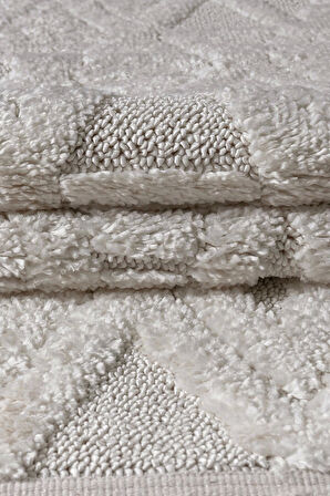 Bukle Dokuma Yumuşak Halı Salon Oturma Odası Mutfak Yatak Odası Antre Yolluk Kilim Krem