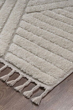 Bukle Dokuma Yumuşak Halı Salon Oturma Odası Mutfak Yatak Odası Yolluk Kilim Krem Bej