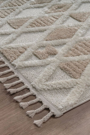 Bukle Dokuma Yumuşak Halı Salon Oturma Odası Mutfak Yatak Odası Yolluk Kilim Krem Bej