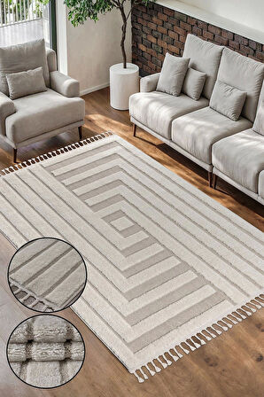 Bukle Dokuma Yumuşak Halı Salon Oturma Odası Mutfak Yatak Odası Yolluk Kilim Krem Bej