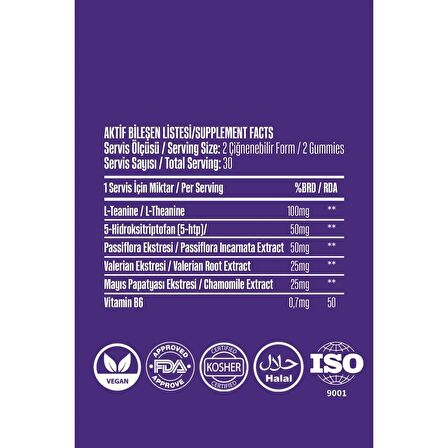 Vita Ceel Uyku Döngüsüne Yardımcı Vegan Sleep Gummy Vitamin Passiflora, Vitamin B6, 5- http, L-theanie
