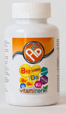 Vitamin D3 K2 B12 B9 B6 Magnezyum Kompleks, Kalsiyum, Lutein ve Selenyum İçeren Gıda Takviyesi