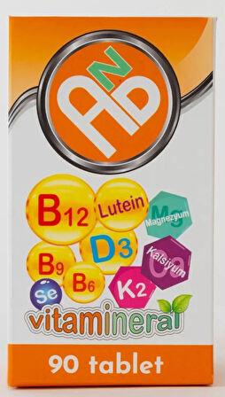 Vitamin D3 K2 B12 B9 B6 Magnezyum Kompleks, Kalsiyum, Lutein ve Selenyum İçeren Gıda Takviyesi