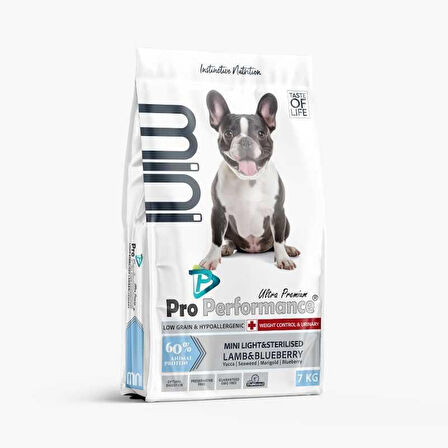 Pro Performance Light & Kısırlaştırılmış Mini Irk Kuzu Etli ve Yaban Mersinli Köpek Maması 7 kg