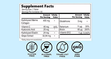 Hidrolize Balık Kolajeni & Hyaluronik Asit-sağlıklı Eklemler Saçlar Cilt Tırnaklar-60 Tablet