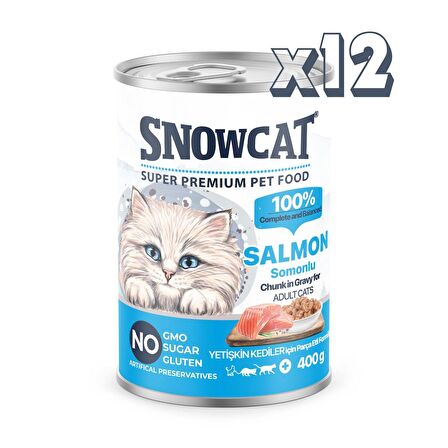 Snow Cat Premium Parça Etli Balıklı Kedi Konservesi 12 Adet*400 G