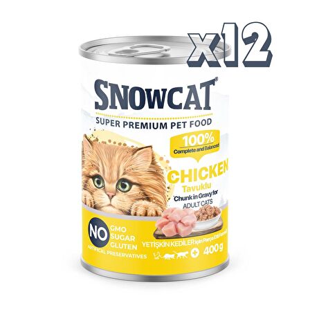 Snow Cat Premium Parça Etli Tavuklu Kedi Konservesi 12 Adet*400 G