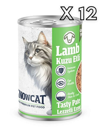 Snow Cat Premium Tahılsız Kıyılmış Kuzu Etli Kedi Konservesi 12 Adet*400 G