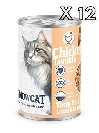 Snow Cat Premium Tahılsız Kıyılmış Tavuk Etli Kedi Konservesi 12 Adet*400 G