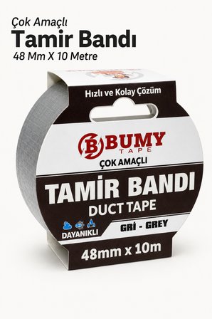 3 ADET GRİ Tamir İzolasyon Bandı 48 Mm X 10 METRE Duct Tape Su Geçirmez Sızdırmazlık Takviye Bantı