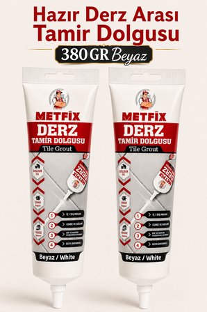 (2 ADET) Hazır Derz Arası Tamir Dolgusu - 380 Gr Beyaz Fayans Seramik Derz Yenileme Yenileyici