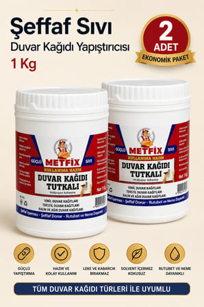 2 ADET 1 KG Şeffaf Sıvı Ovalit Duvar Kağıdı Tutkalı Vinil Tekstil Kağıtları Yapıştırıcısı
