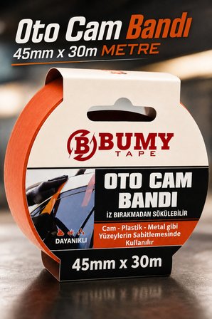 (2 ADET) Oto Araba Araç Cam 45 mm x 30 METRE Sabitleme Tamir Montaj Bandı Maskeleme Güçlü Bantı