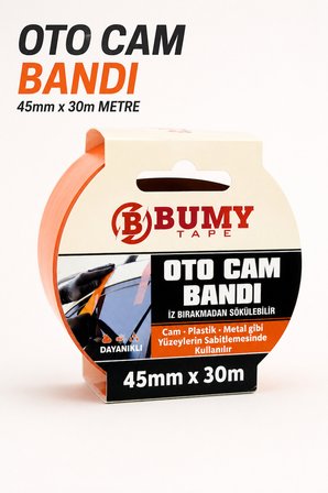 (2 ADET) Oto Araba Araç Cam 45 mm x 30 METRE Sabitleme Tamir Montaj Bandı Maskeleme Güçlü Bantı