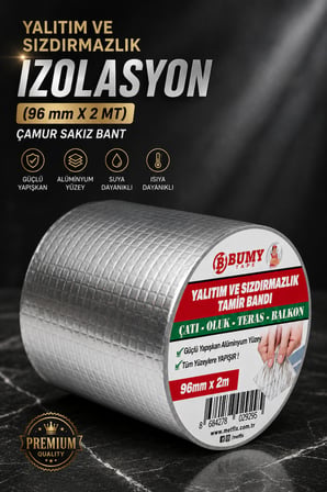 (3 ADET) Çatı İzolasyon 96 mm X 2 MT Su Sızdırmazlık Geçirmez Yalıtım Çamur Boru Tamir Bantı Bandı