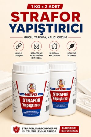 2 ADET 1 KG Strafor Yapıştırıcısı Su Bazlı Güçlü Tavan Kaplama Yapıştırıcı