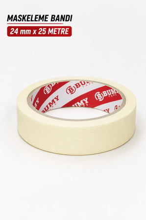 Maskeleme Boya Bandı 24 mm x 25 METRE İz Bırakmayan Dekoratif Kağıt Bantı Bantları