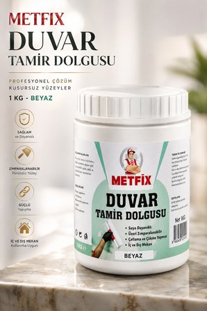 (2 ADET) Hazır Duvar Tamir Dolgusu 1 KG Beyaz Tamir Macunu Zemin Alçı Sıva Giderici