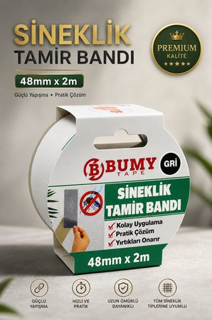 3 ADET Yapışkanlı Sineklik Tamir Bandı (Gri 48 Mm X 2 Metre) Yaması Tülü Bantı Onarımı Yapıştırma