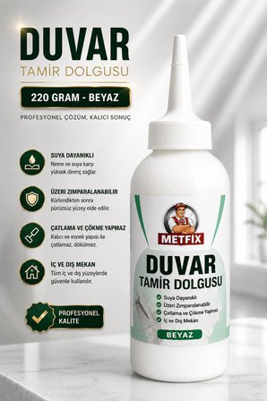 2 ADET Hazır Duvar Tamir Dolgusu Beyaz 220 Gr Macunu Zemin Alçı Sıva Çatlak Boşluk Onarıcı Giderici