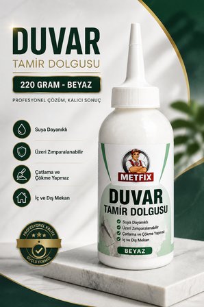 2 ADET Hazır Duvar Tamir Dolgusu Beyaz 220 Gr Macunu Zemin Alçı Sıva Çatlak Boşluk Onarıcı Giderici