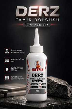 (GRİ RENK) 2 ADET 220 Gr Hazır Derz Arası Tamir Dolgusu Fayans Seramik Yenileyici Yenileme Dolgu