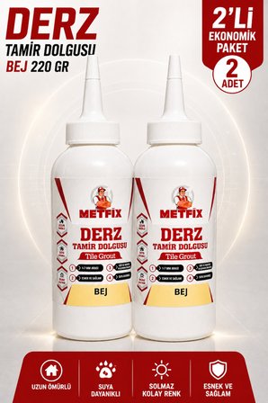 (2 ADET) BEJ Renk Hazır Derz Arası Tamir Dolgusu 220 Gr Fayans Seramik Mermer Yenileyici Yenileme