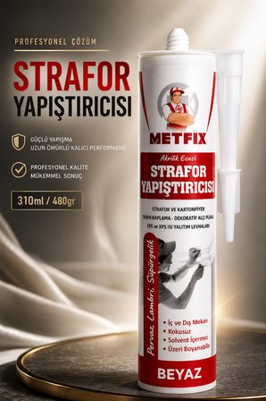 Strafor Yapıştırıcısı 310 ML Beyaz Akrilik Esaslı Kartonpiyer EPS XPS Yapıştırma Tutkalı 480 Gr