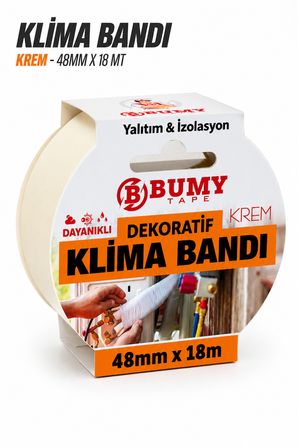 (2 ADET) Dekoratif Klima Bandı Krem 48 mm x 18 Metre İzolasyon Bantı Bantları Klima Borusu