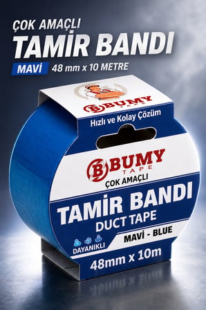 (MAVİ) Çok Amaçlı Tamir İzolasyon Bandı 48 Mm X 10 METRE Su Geçirmez Sızdırmaz Takviye Bantı Bantları
