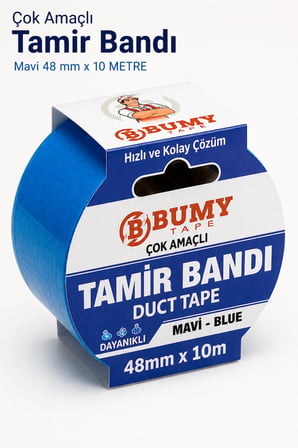 (MAVİ) Çok Amaçlı Tamir İzolasyon Bandı 48 Mm X 10 METRE Su Geçirmez Sızdırmaz Takviye Bantı Bantları