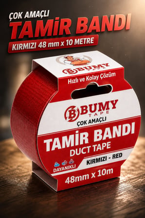 (KIRMIZI) Çok Amaçlı Tamir İzolasyon Bandı 48 Mm X 10 METRE Su Geçirmez Sızdırmazlık Takviye Bantı