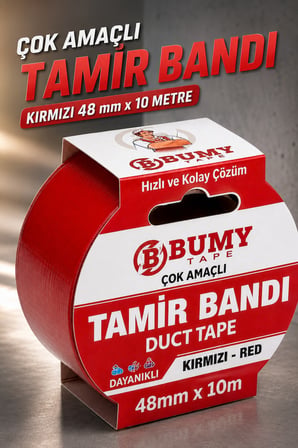 (KIRMIZI) Çok Amaçlı Tamir İzolasyon Bandı 48 Mm X 10 METRE Su Geçirmez Sızdırmazlık Takviye Bantı