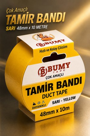 (SARI) Çok Amaçlı Tamir İzolasyon Bandı 48 Mm X 10 METRE Su Geçirmez Sızdırmaz Takviye Bantı Bantları