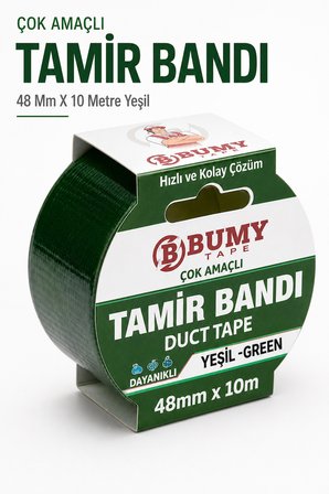 (YEŞİL) Çok Amaçlı Tamir İzolasyon Bandı 48 Mm X 10 METRE Su Geçirmez Sızdırmaz Takviye Bantı Bantları