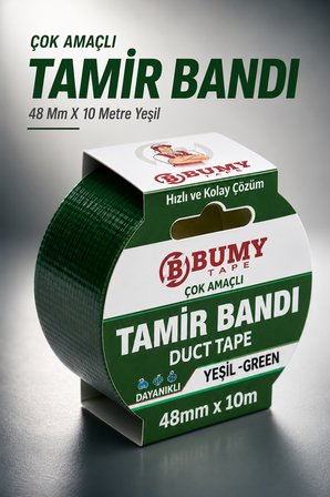 (YEŞİL) Çok Amaçlı Tamir İzolasyon Bandı 48 Mm X 10 METRE Su Geçirmez Sızdırmaz Takviye Bantı Bantları