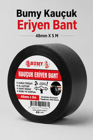 Kauçuk Eriyen Bant 48 mm x 5 Metre Kendinden Kaynayan İzolasyon Bandı Su Geçirmez Elektrik Kablo Boru Hortum Tamir Bandı